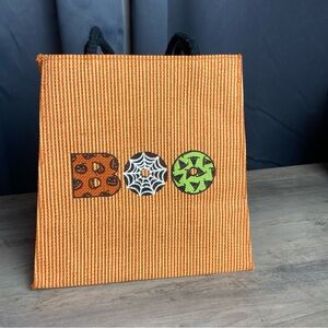 Halloween-themed‎ burlap bag,  "BOO" Bag, Orange, Black